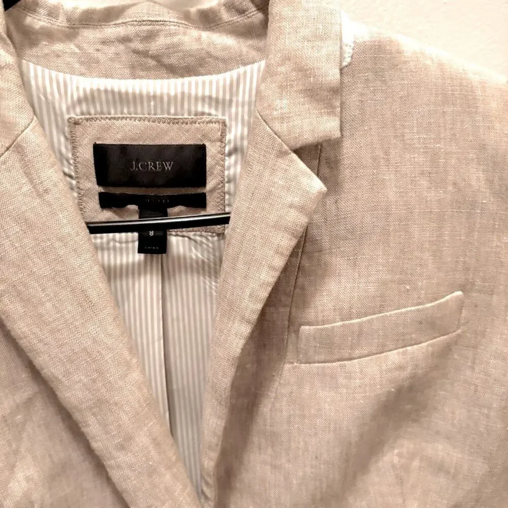 J. Crew Linen Blend Beige Blazer - Picture 3 of 9